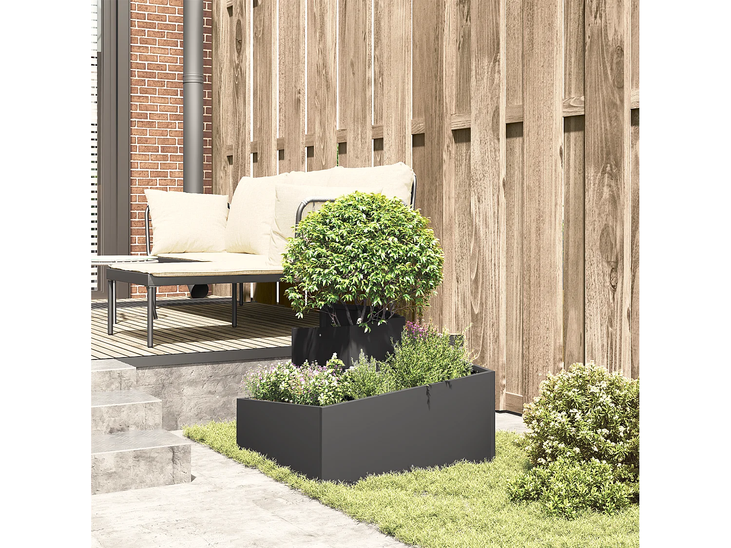 Zwarte plastic pot van hogedichtheidspolyethyleen (medium)