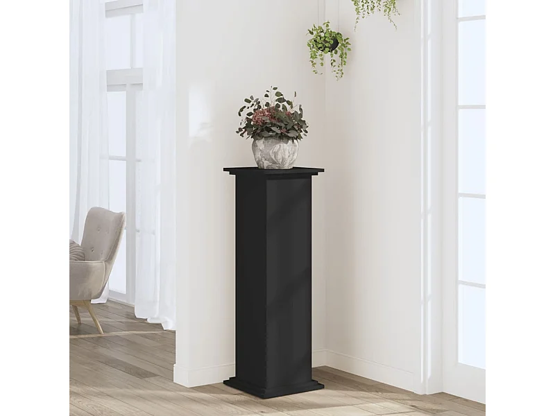 Support pour plantes noir 33x33x100 cm bois d'ingénierie