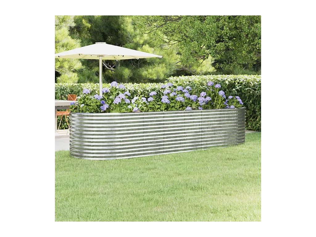 Lit surélevé de jardin Acier enduit de poudre Argenté