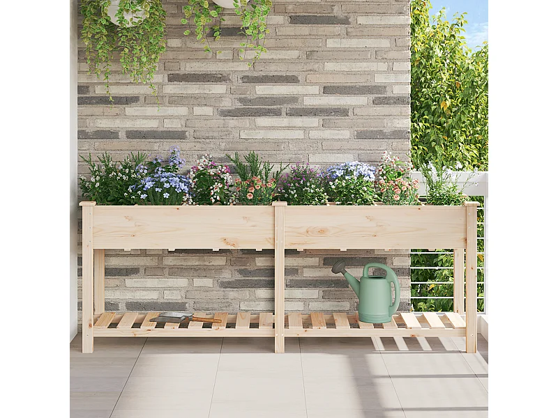 Jardinier avec grilles 203x53x76 cm en bois massif de sapin