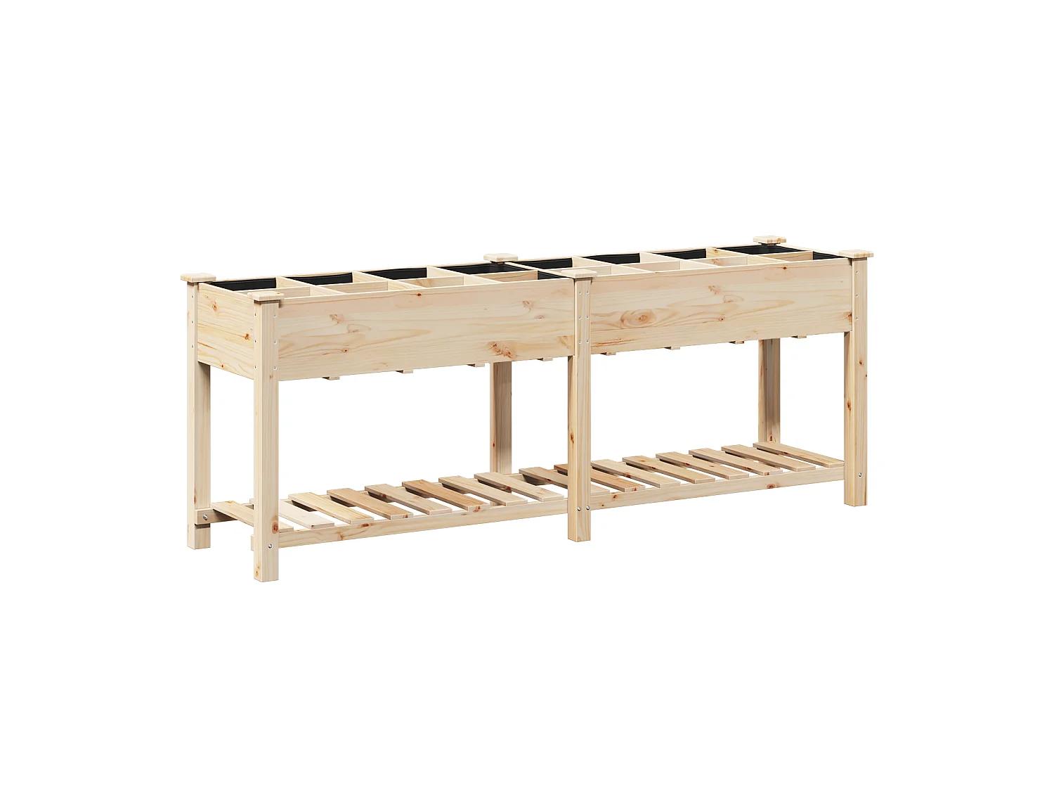 Jardinier avec grilles 203x53x76 cm en bois massif de sapin