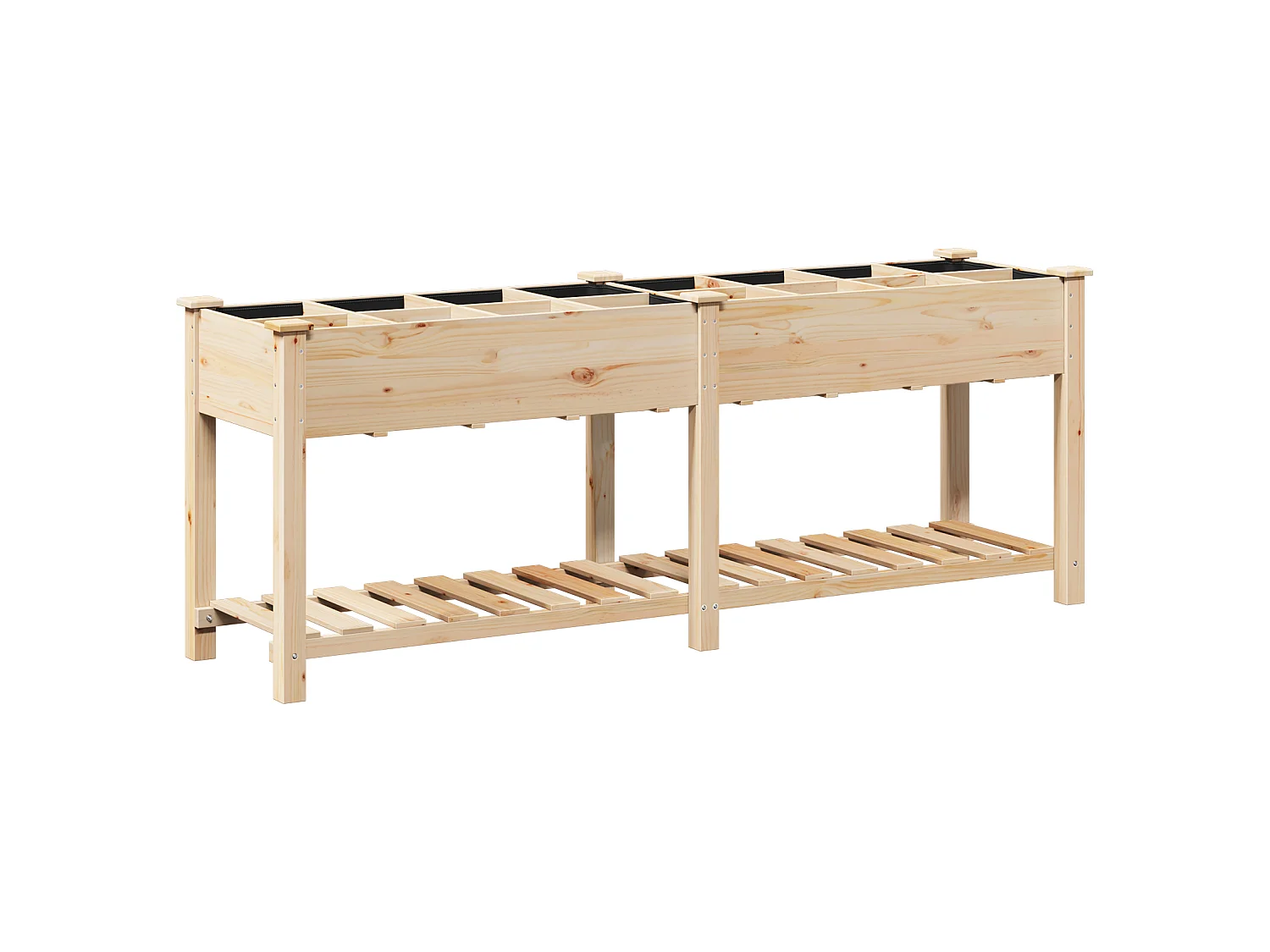 Jardinier avec grilles 203x53x76 cm en bois massif de sapin