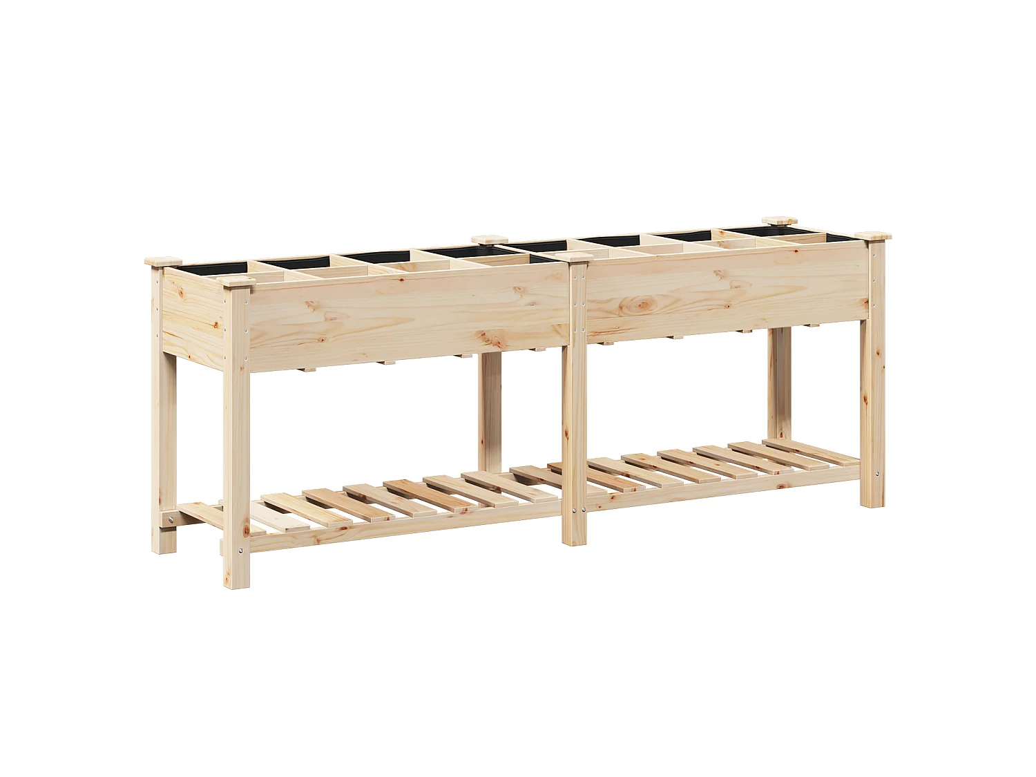 Jardinier avec grilles 203x53x76 cm en bois massif de sapin
