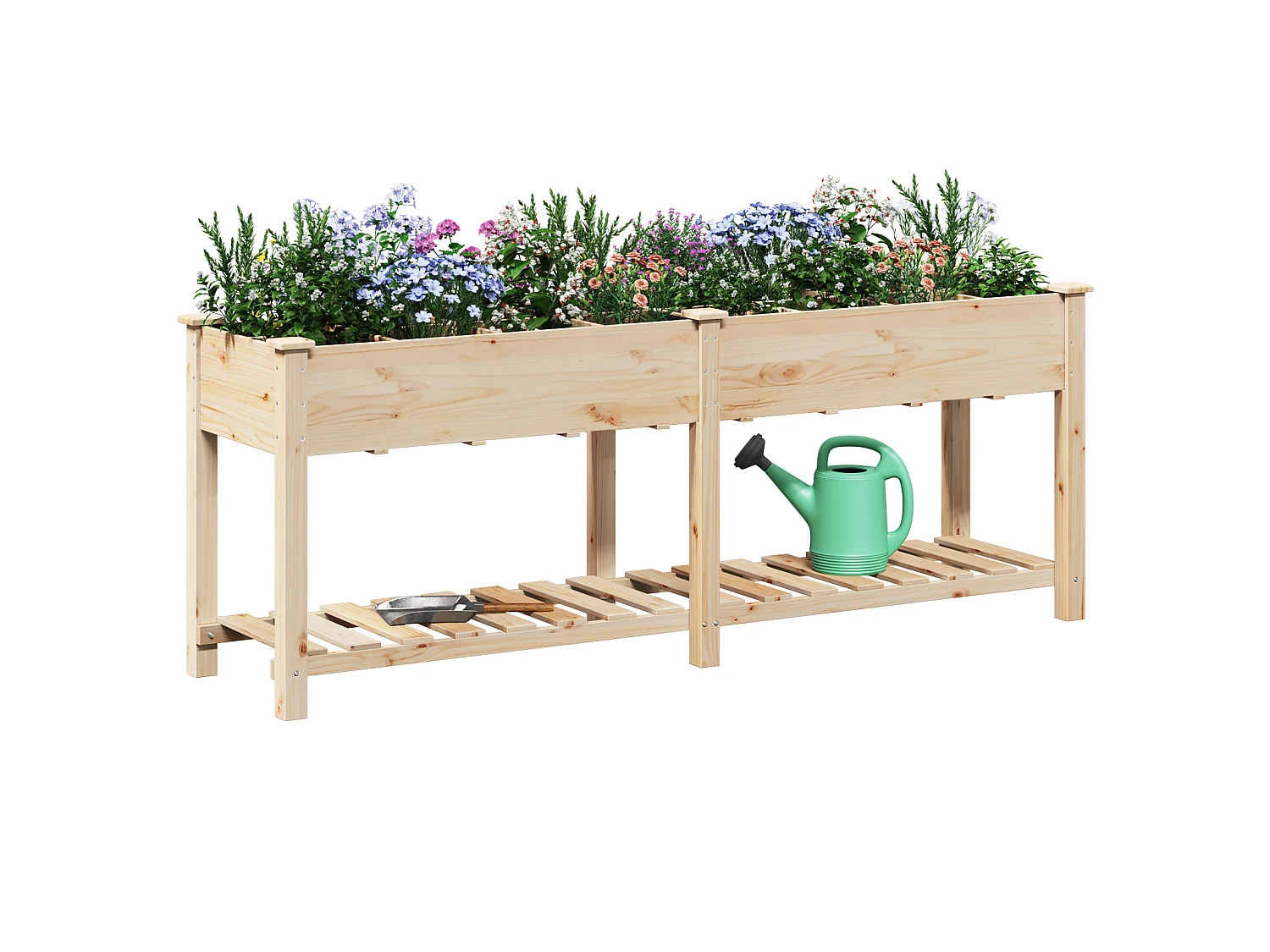 Jardinier avec grilles 203x53x76 cm en bois massif de sapin