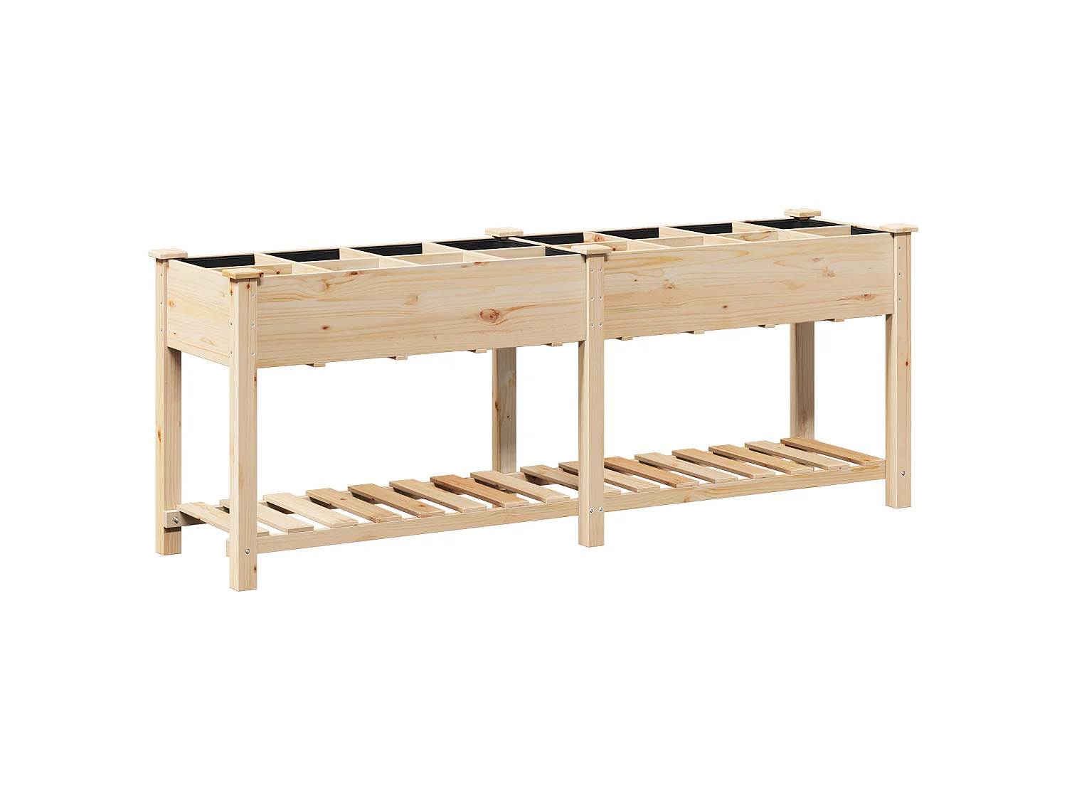 Jardinier avec grilles 203x53x76 cm en bois massif de sapin