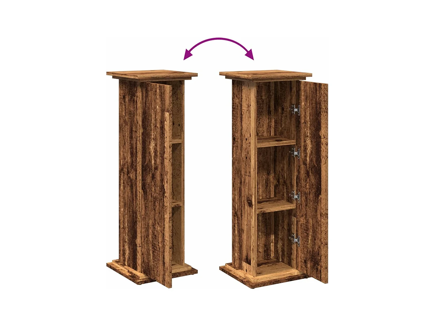 Piédestal avec rangement vieux bois bois d'ingénierie