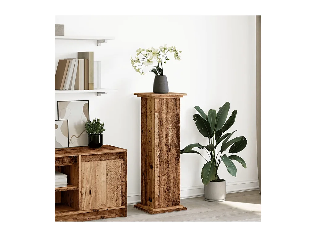 Piédestal avec rangement vieux bois bois d'ingénierie