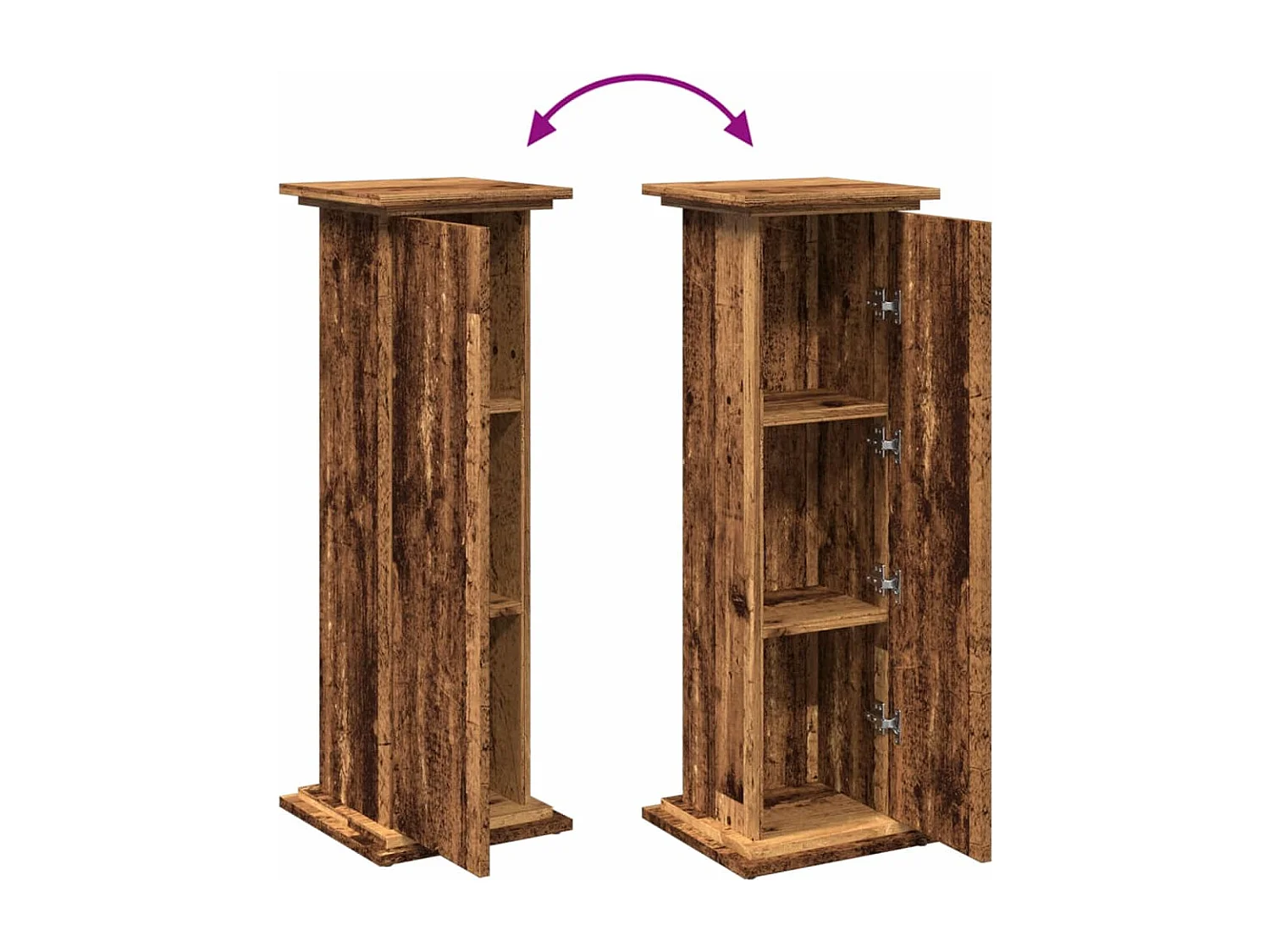 Piédestal avec rangement vieux bois bois d'ingénierie