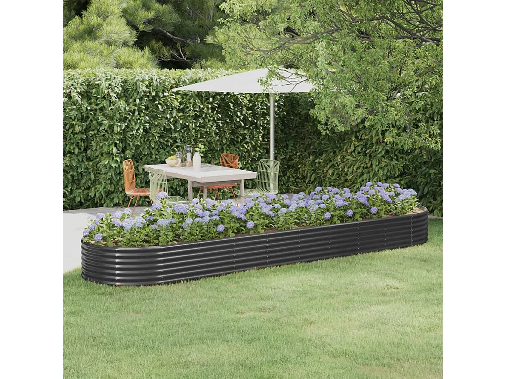 Cama de jardín elevada de acero con recubrimiento en polvo antracita