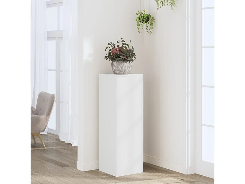 Support pour plantes blanc 33x33x100 cm bois d'ingénierie