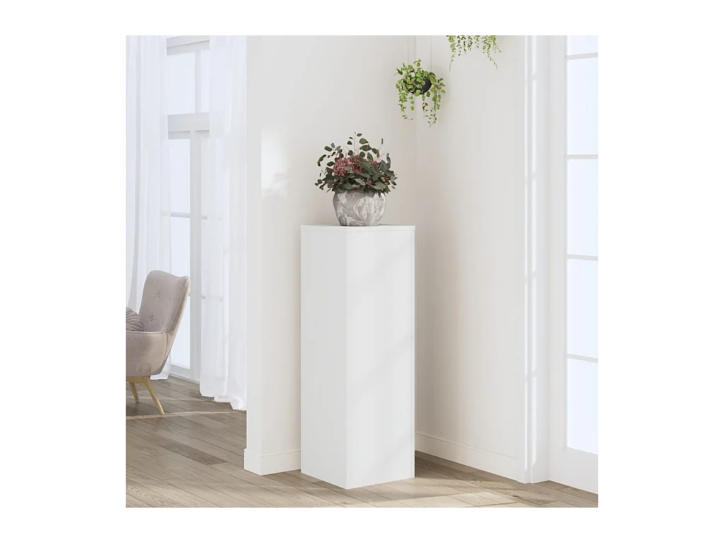Support pour plantes blanc 33x33x100 cm bois d'ingénierie