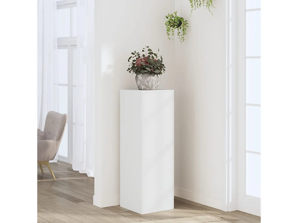 Support pour plantes blanc 33x33x100 cm bois d'ingénierie