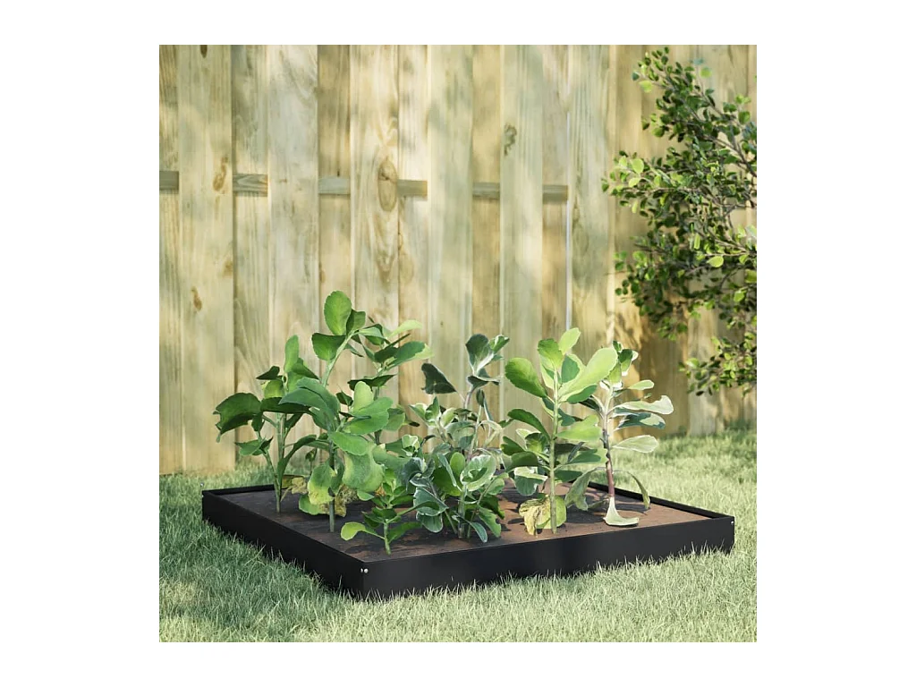 Letto da giardino rialzato nero 100x100x18,5 cm in acciaio