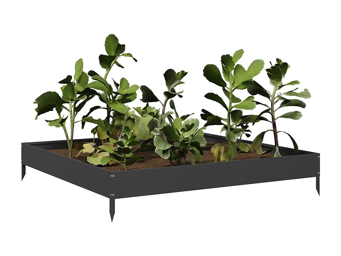 Bancal de jardín elevado negro 100x100x18,5 cm de acero