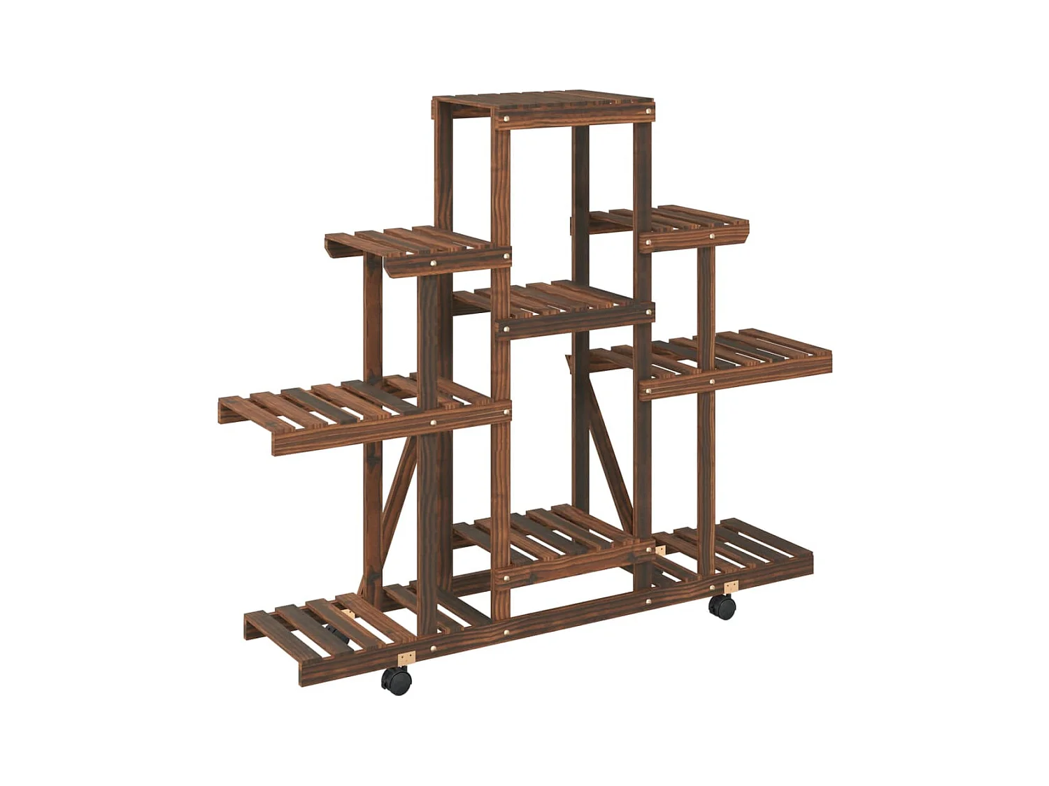 Soporte para flores con ruedas 110x25x101 cm madera maciza de abeto