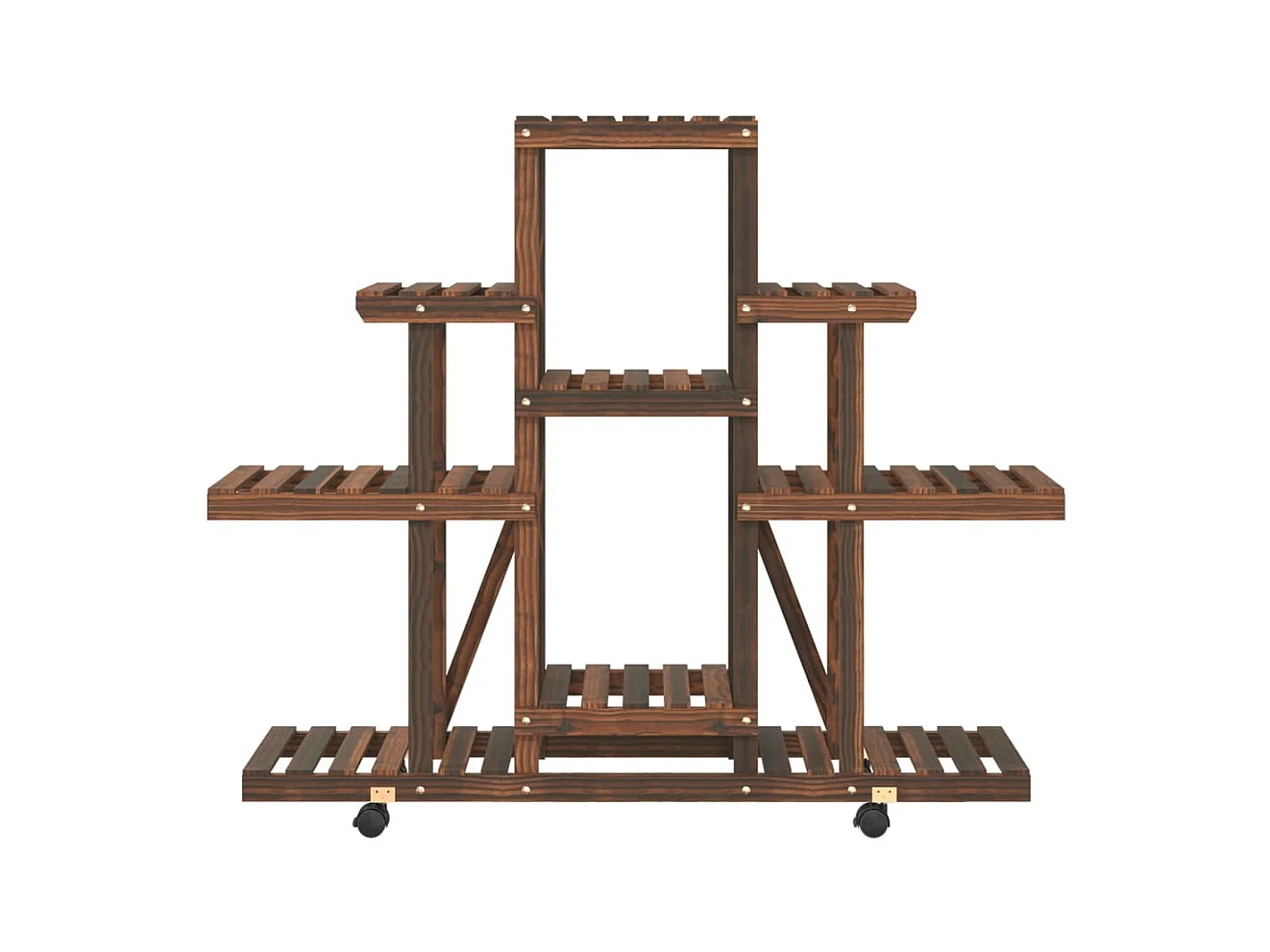 Soporte para flores con ruedas 110x25x101 cm madera maciza de abeto