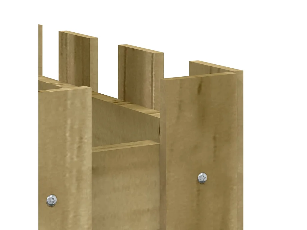 Cama de jardín elevada con diseño de valla de madera de pino impregnada