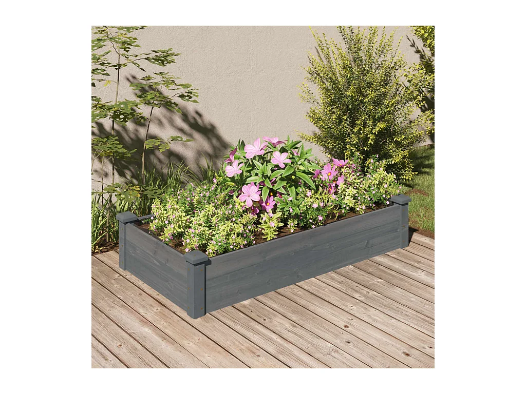 Lit surélevé de jardin doublure 120x60x25 cm bois massif sapin