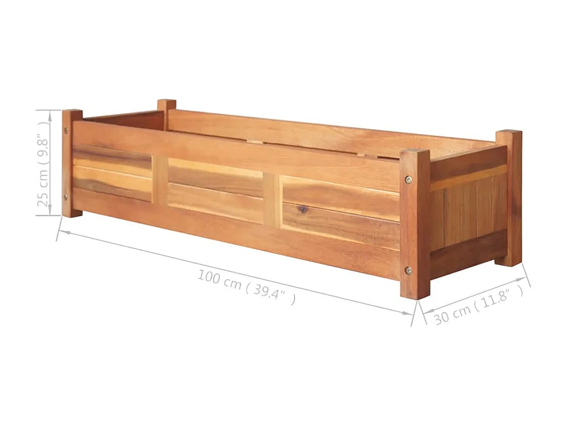 Verhoogde tuinbedden 2 stuks Acaciahout 100x30x25 cm