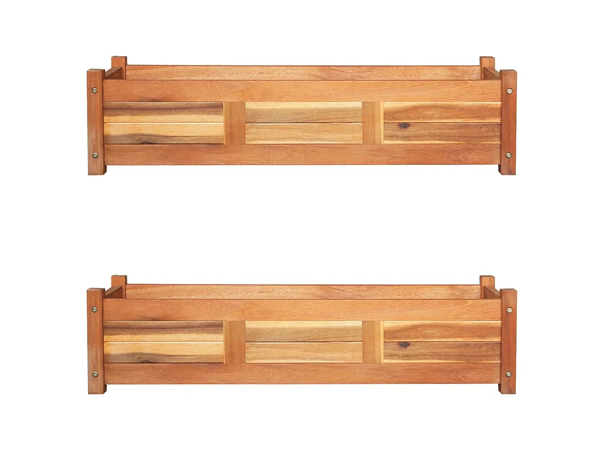 Lits surélevés de jardin 2 pcs Bois d'acacia 100x30x25 cm
