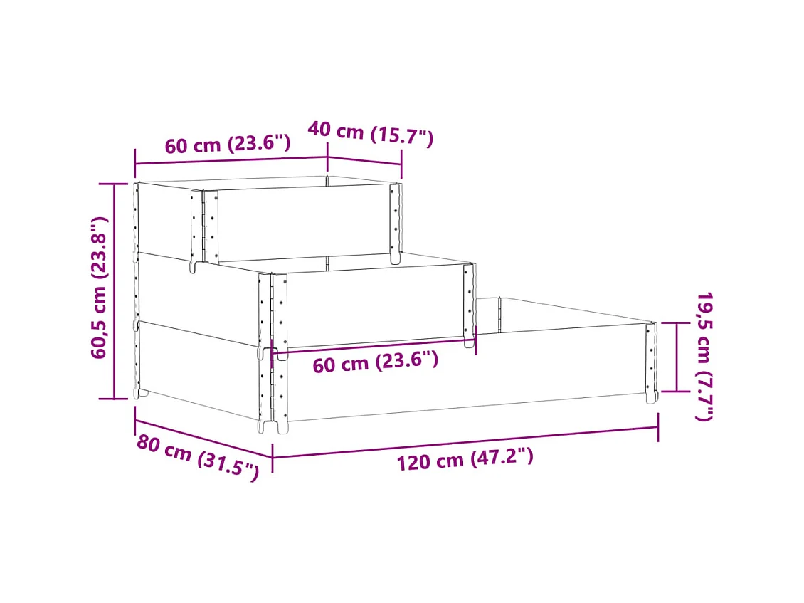 3-laags verhoogd bed 120x80 cm massief grenenhout