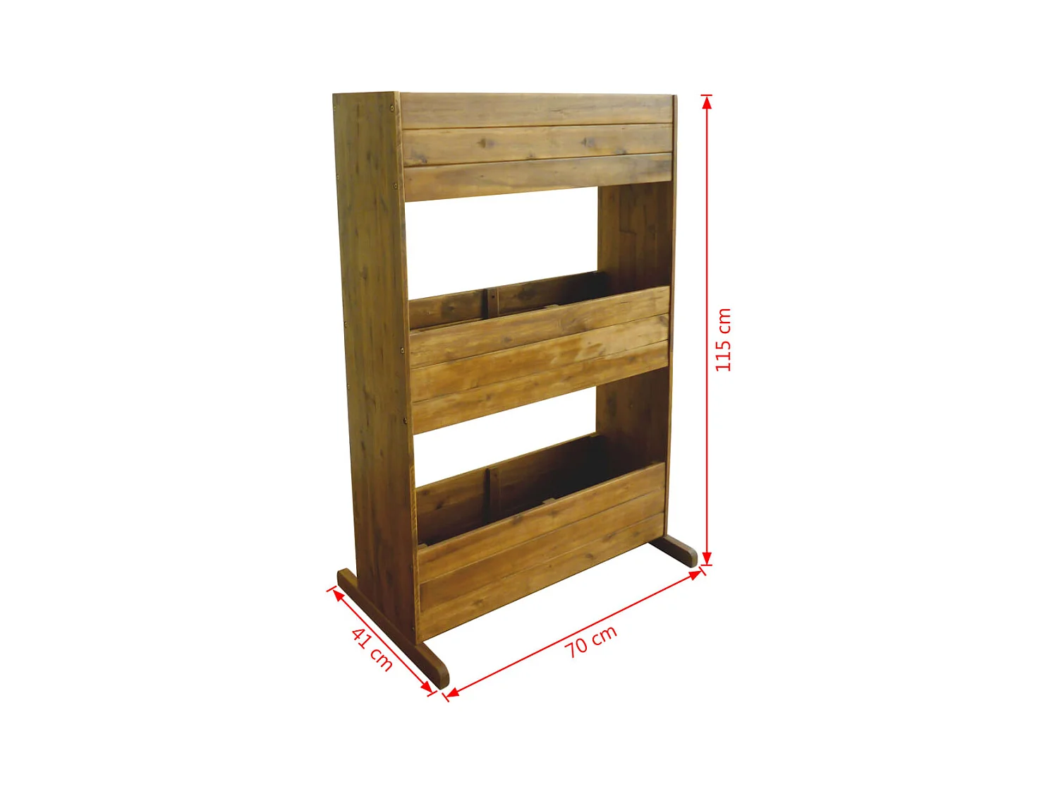 Letto da giardino rialzato a 3 livelli in legno massello di acacia