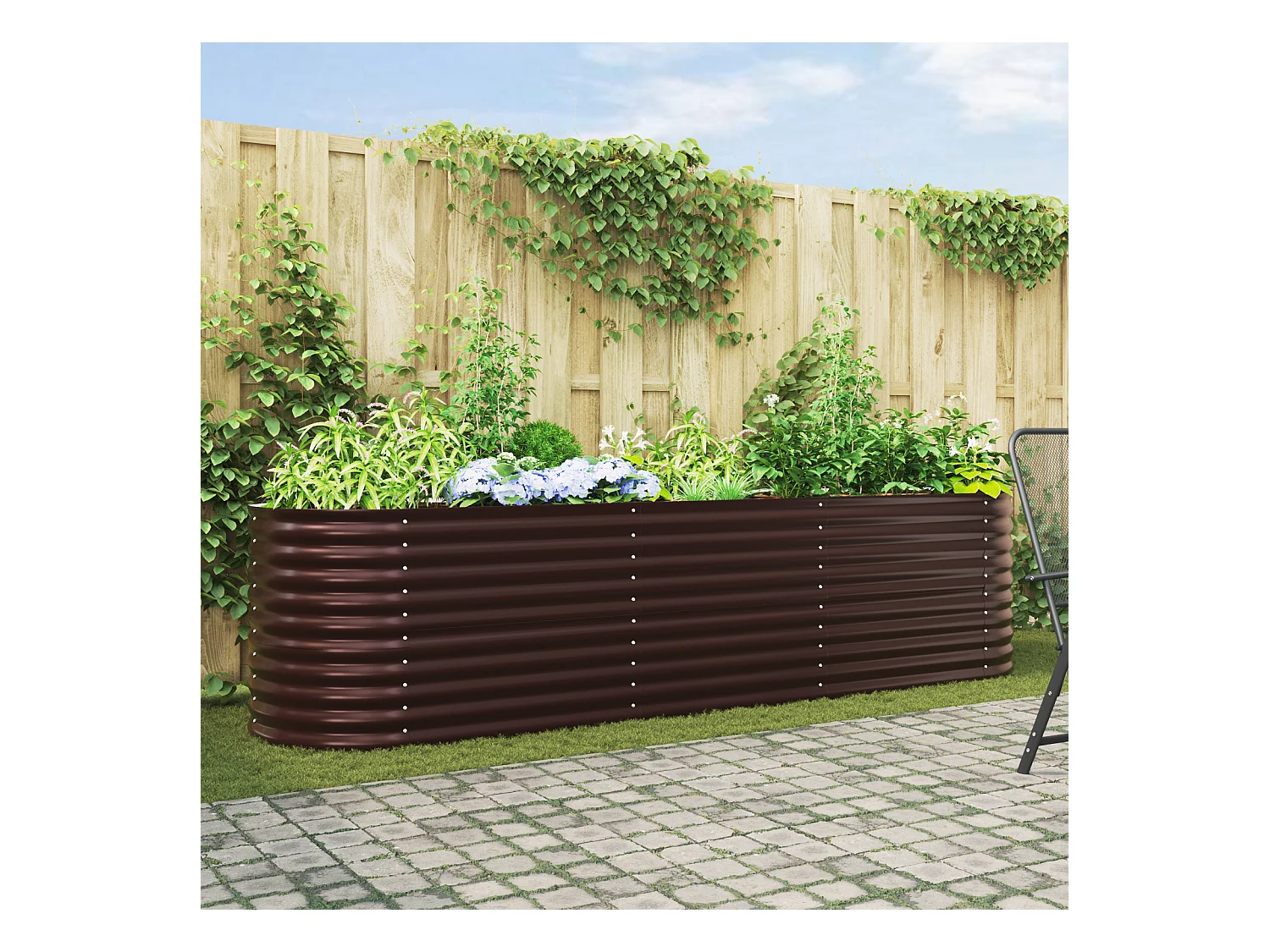 Bac de jardin surélevé marron 320x80x81 cm en acier galvanisé