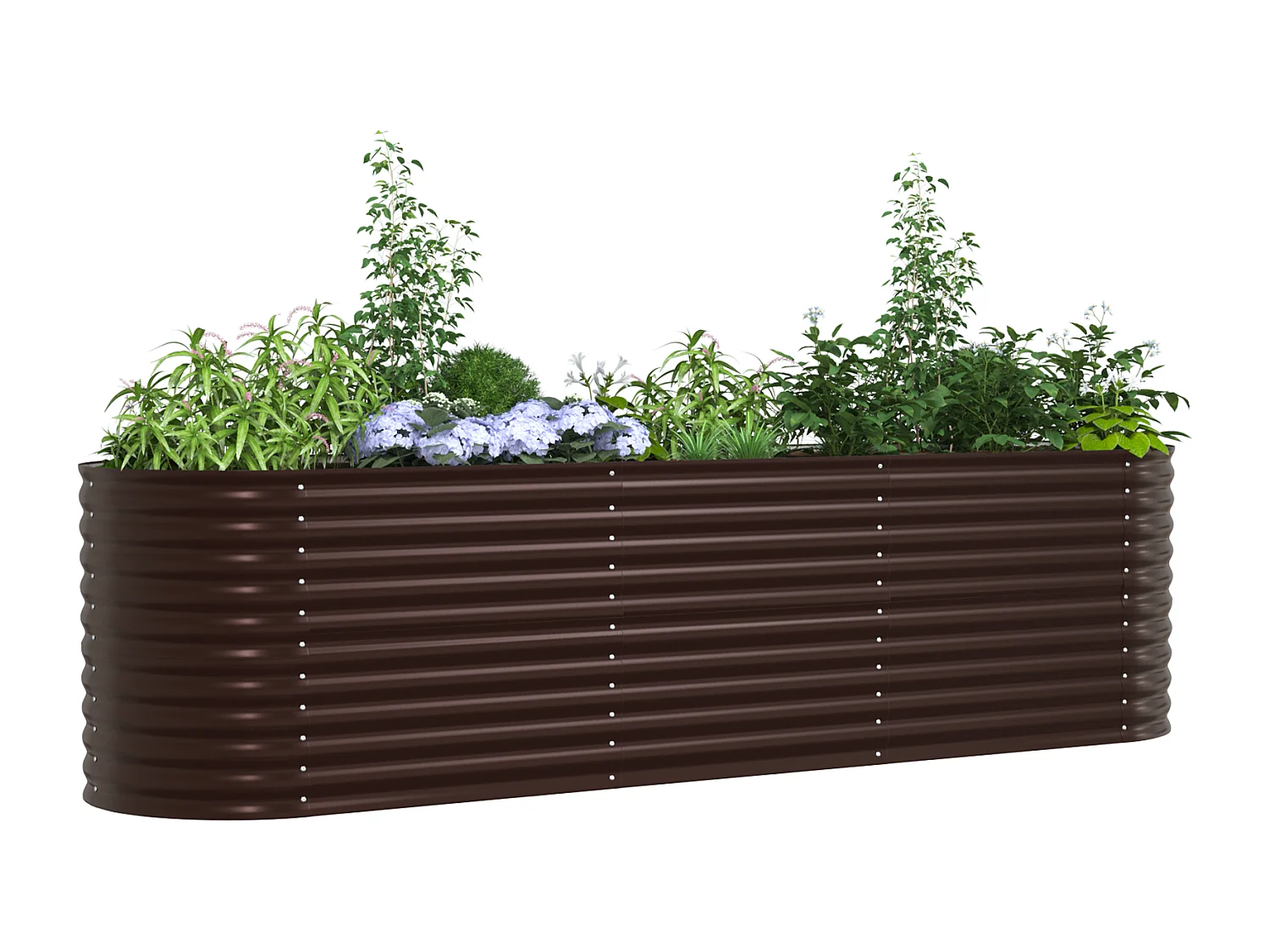 Bruin verhoogd tuinbed 320x80x81 cm in gegalvaniseerd staal