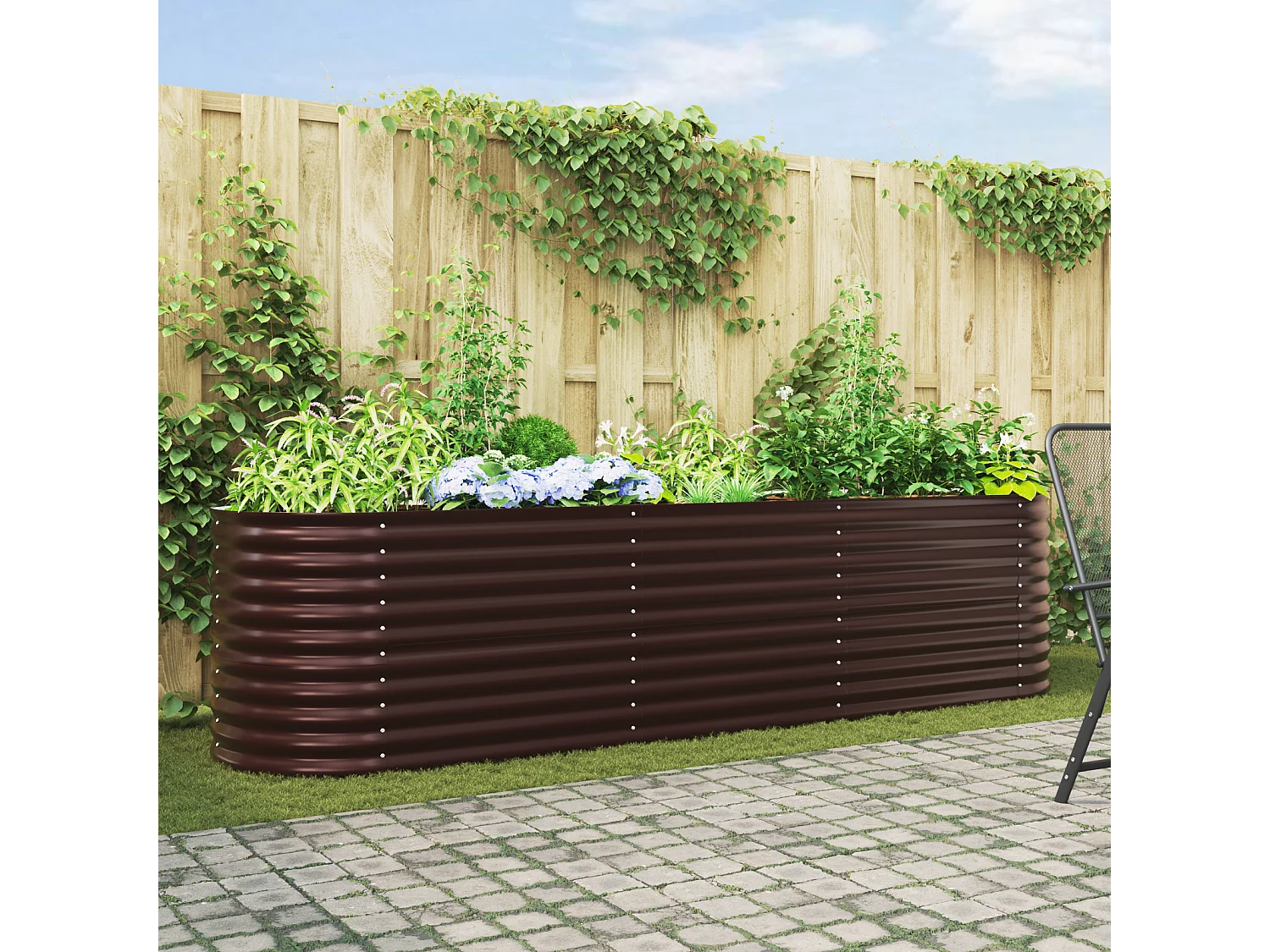 Bac de jardin surélevé marron 320x80x81 cm en acier galvanisé
