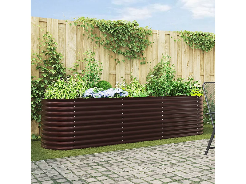 Braunes Hochbeet 320x80x81 cm aus verzinktem Stahl