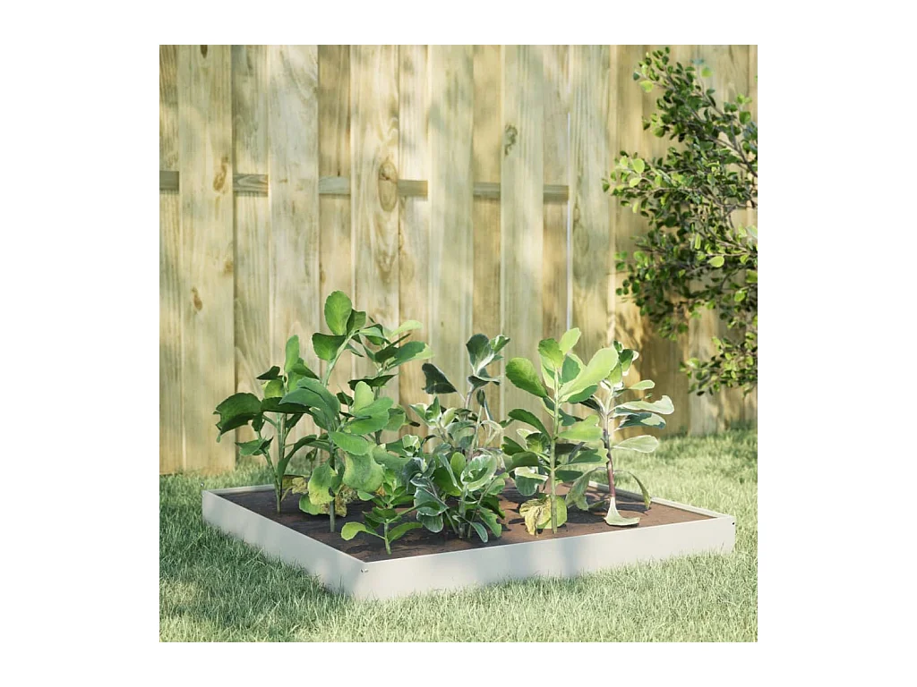 Letto da giardino rialzato bianco 100x100x18,5 cm in acciaio