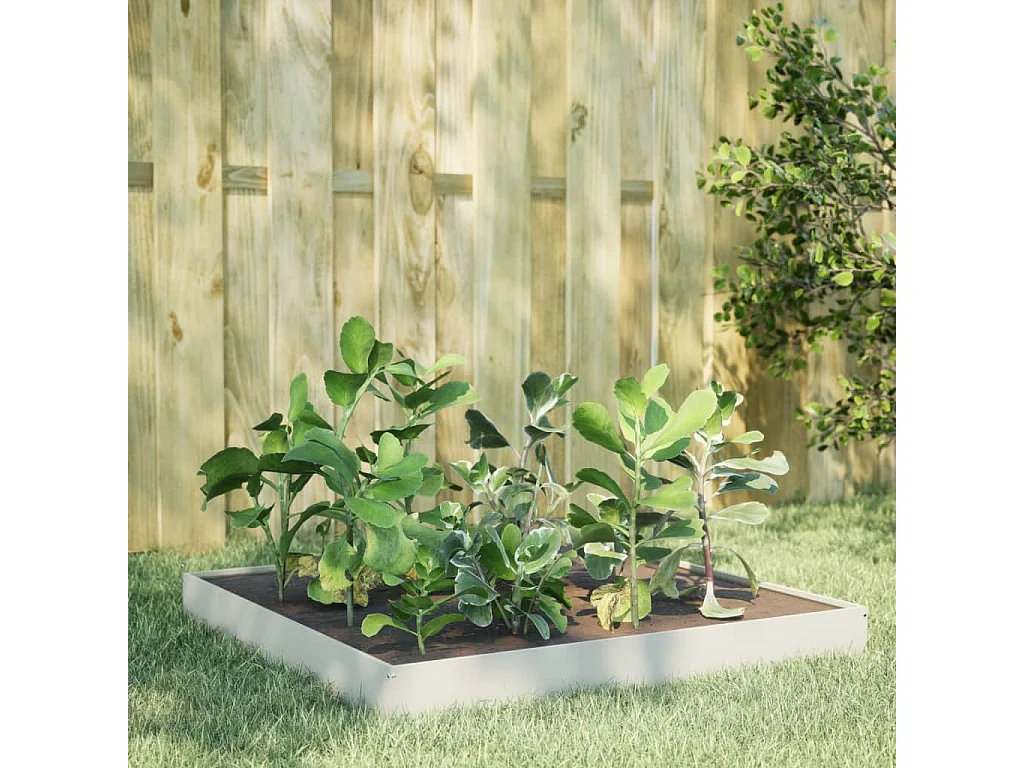 Bancal de jardín elevado blanco 100x100x18,5 cm acero