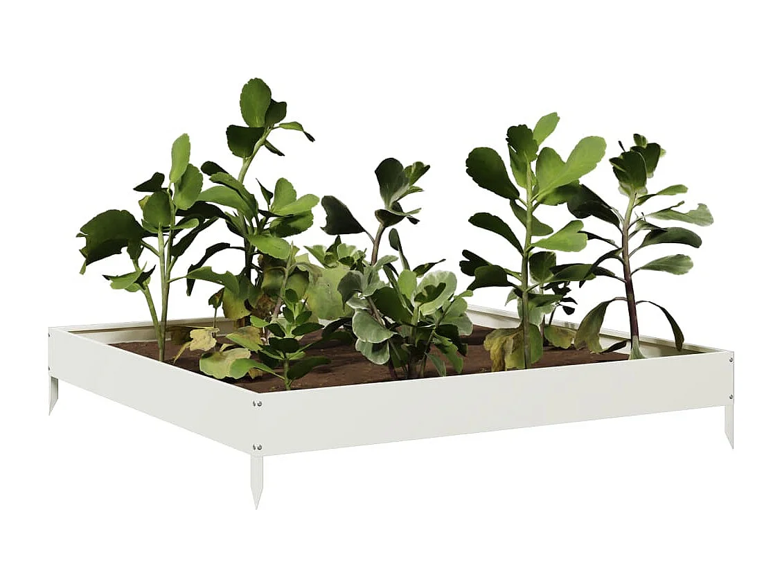 Bancal de jardín elevado blanco 100x100x18,5 cm acero