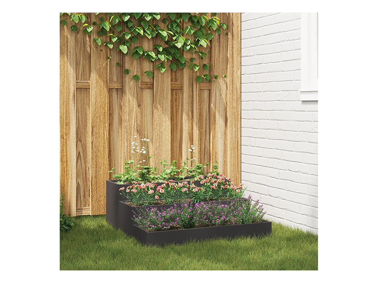 Tuinman 3 planken 90x90x35 cm Zwart staal