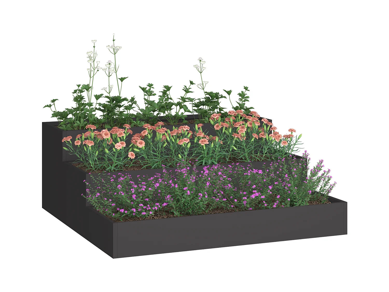 Tuinman 3 planken 90x90x35 cm Zwart staal