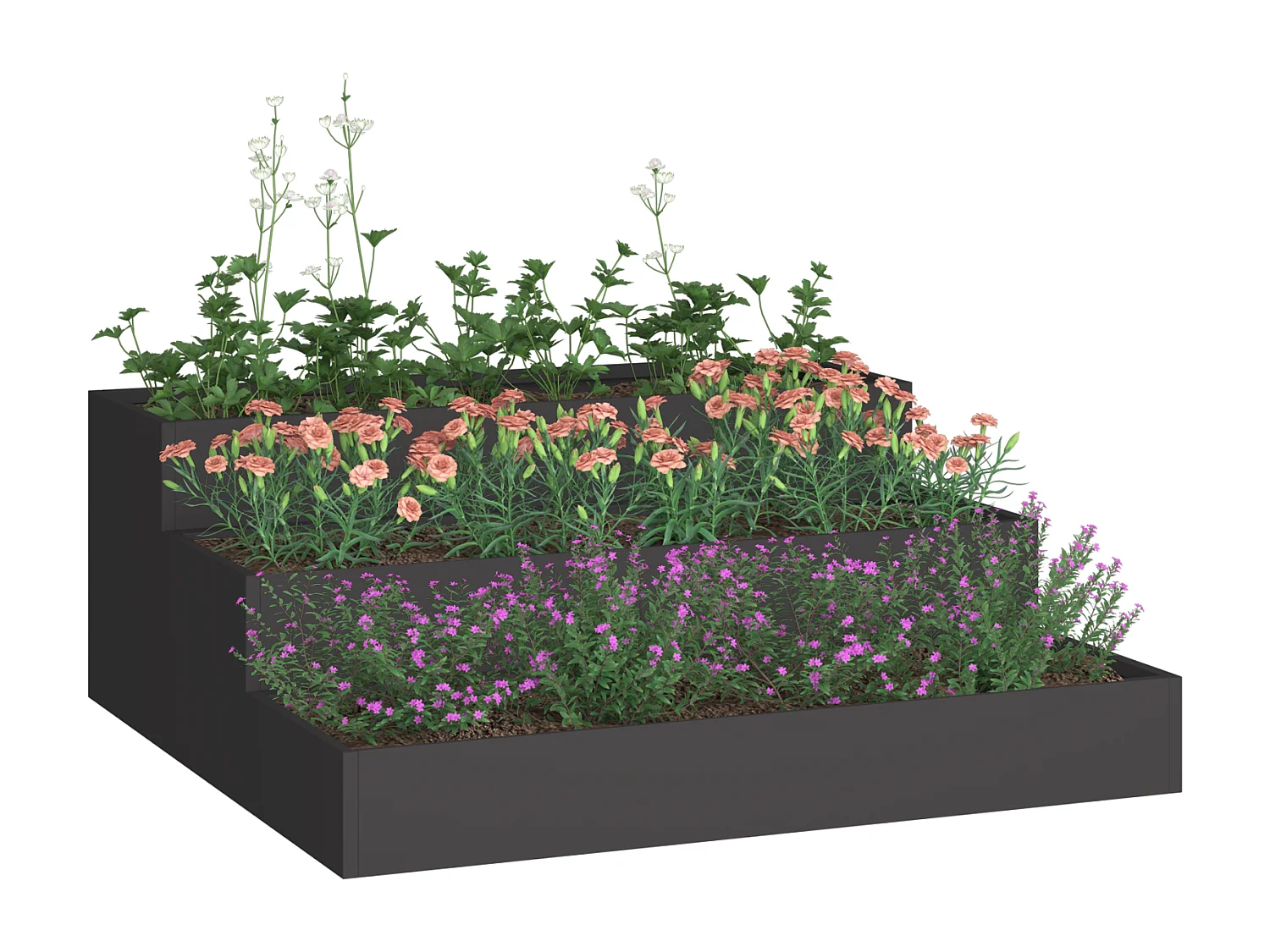 Jardinier 3 étagères 90x90x35 cm Acier noir