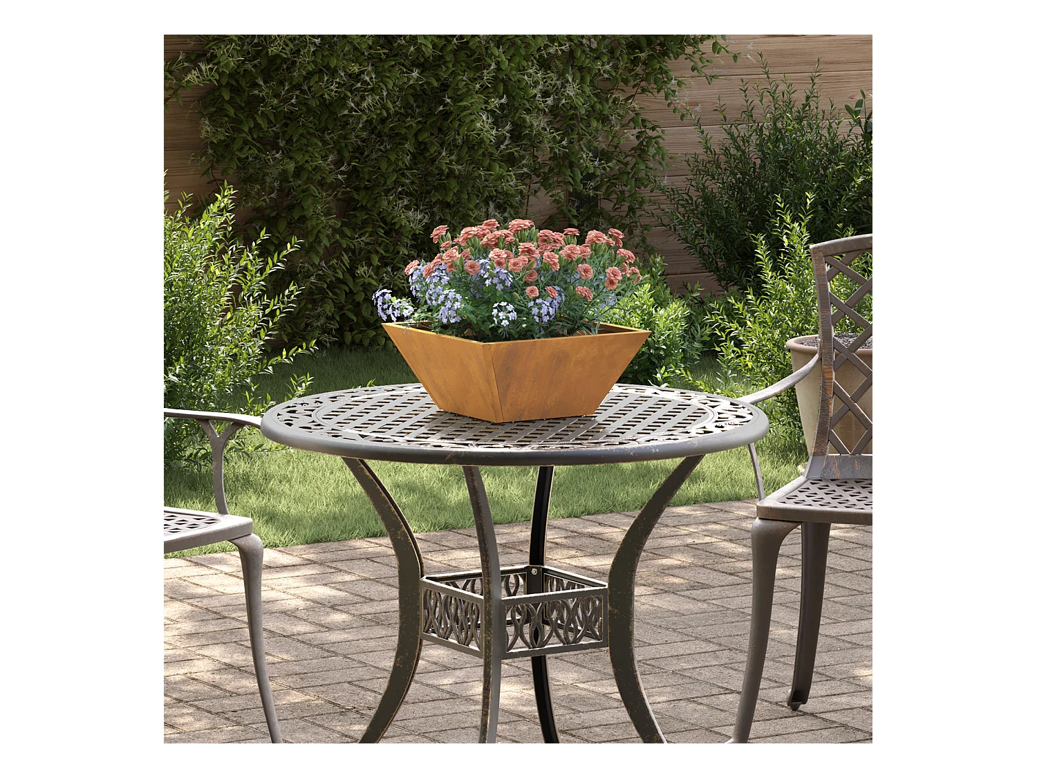 Jardinier en métal Acier météo 35 x 35 x 15 cm Durable