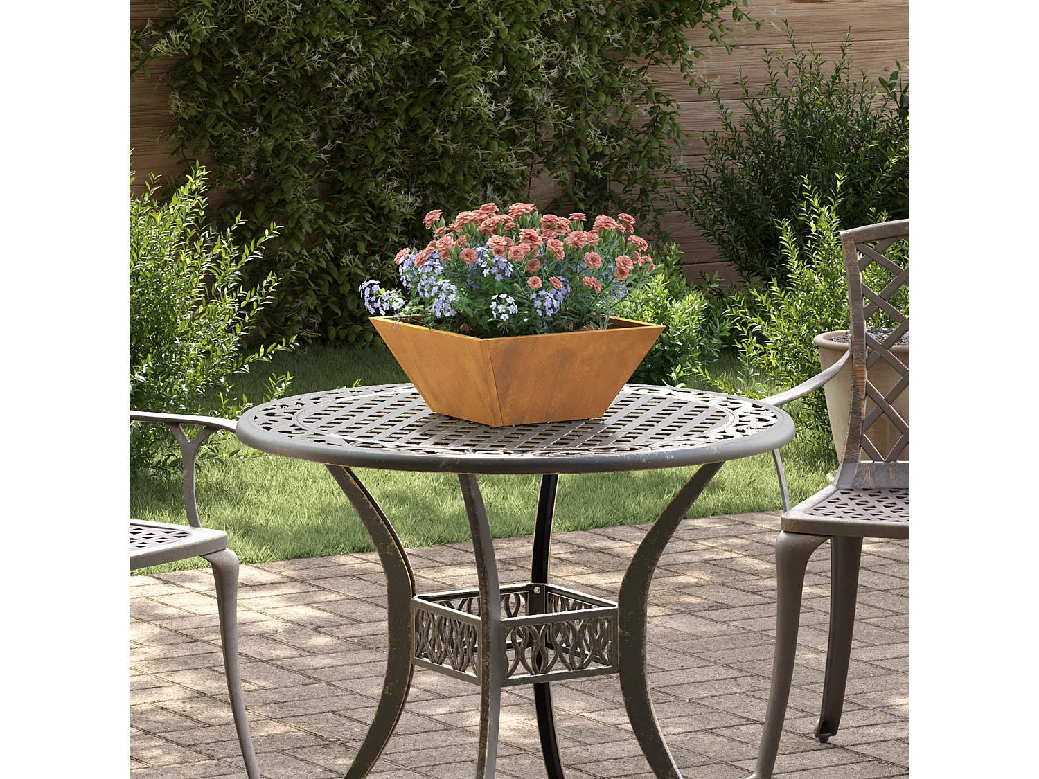 Jardinier en métal Acier météo 35 x 35 x 15 cm Durable