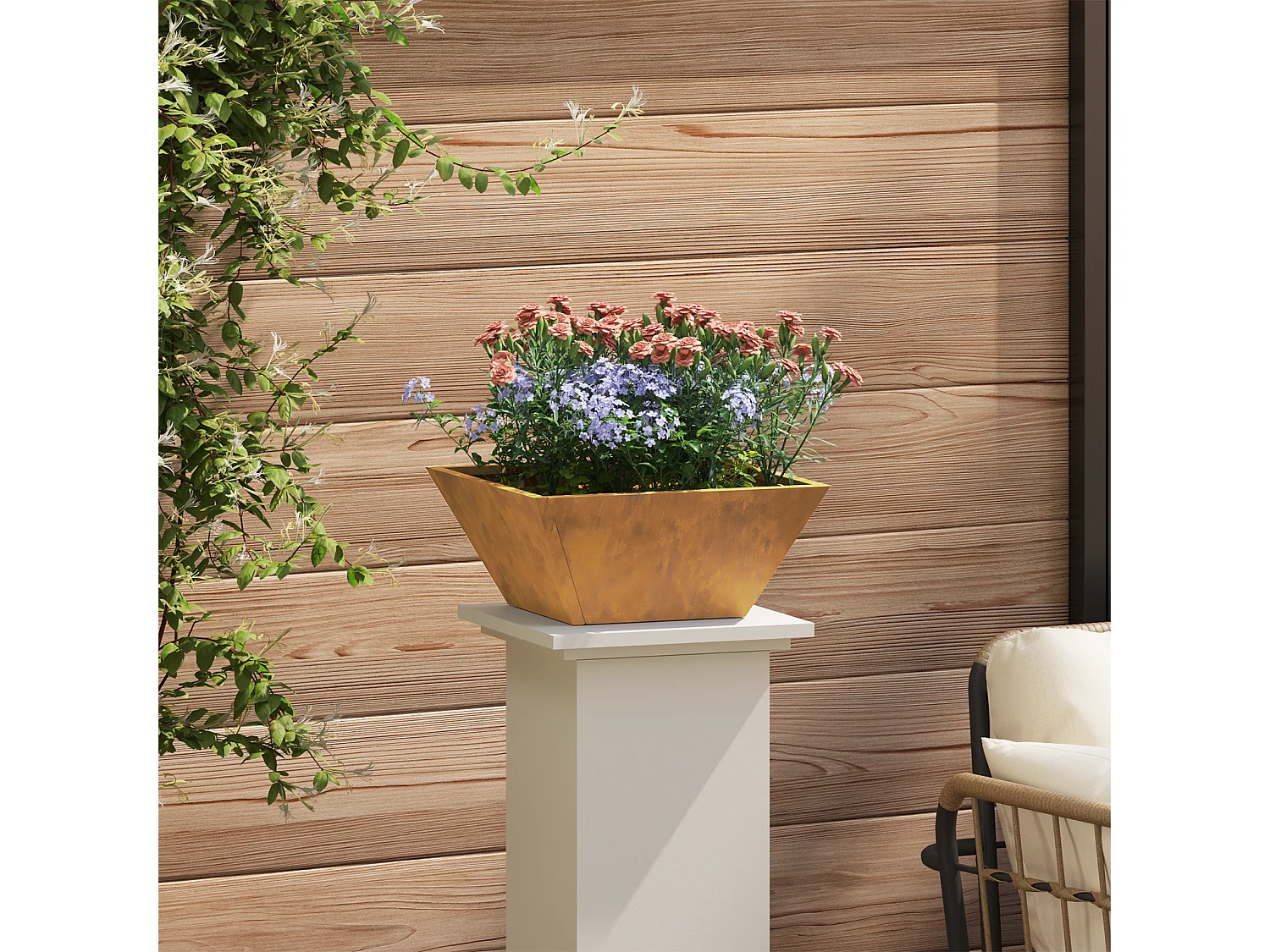 Jardinier en métal Acier météo 35 x 35 x 15 cm Durable