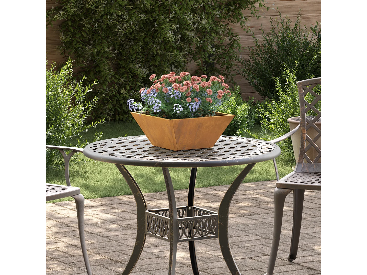 Metalen tuinman weerbestendig staal 35 x 35 x 15 cm duurzaam