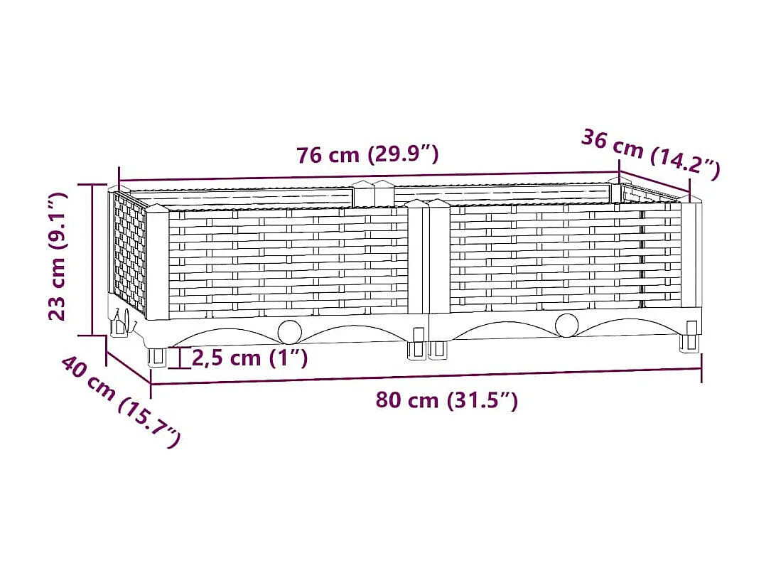 Letto rialzato 80x40x23 cm Polipropilene
