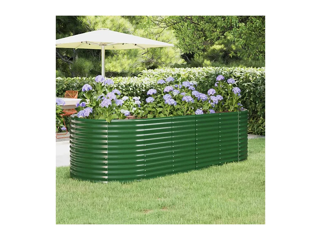 Lit surélevé de jardin Acier enduit de poudre 249x100x68cm Vert