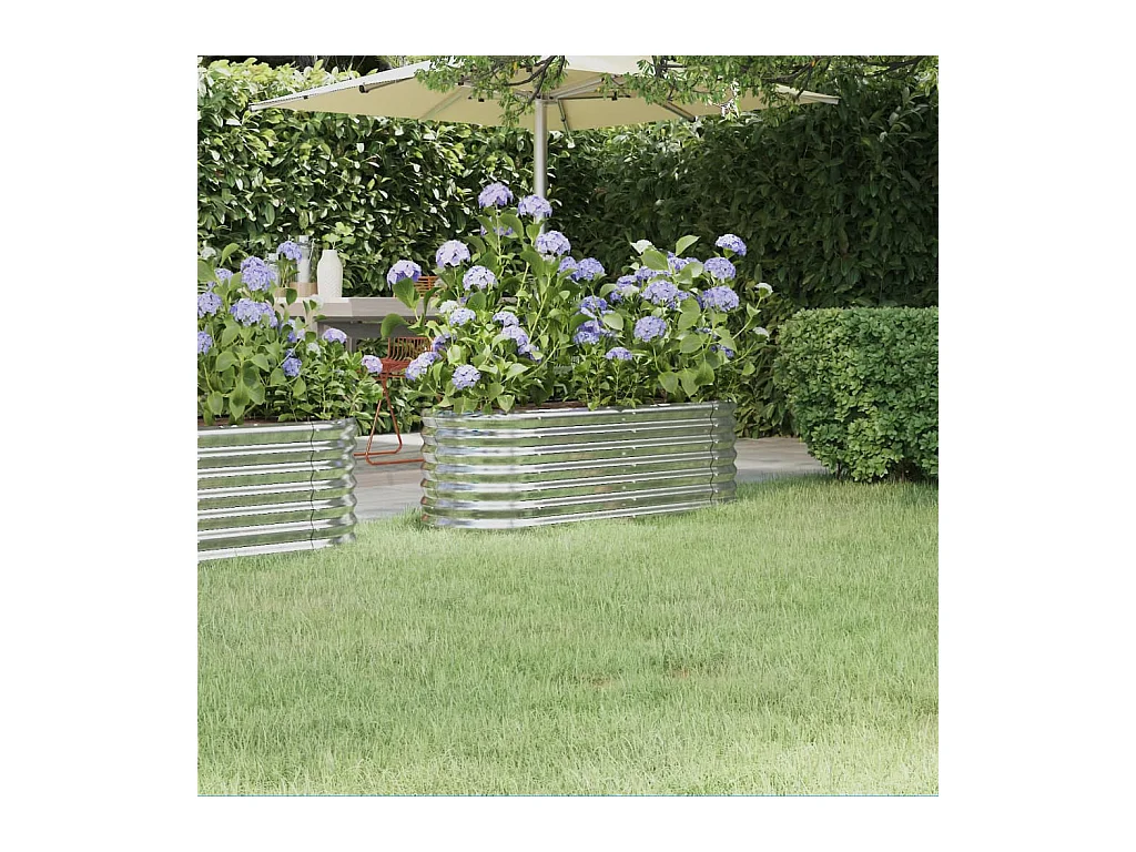 Letto da giardino rialzato in acciaio verniciato a polvere argento