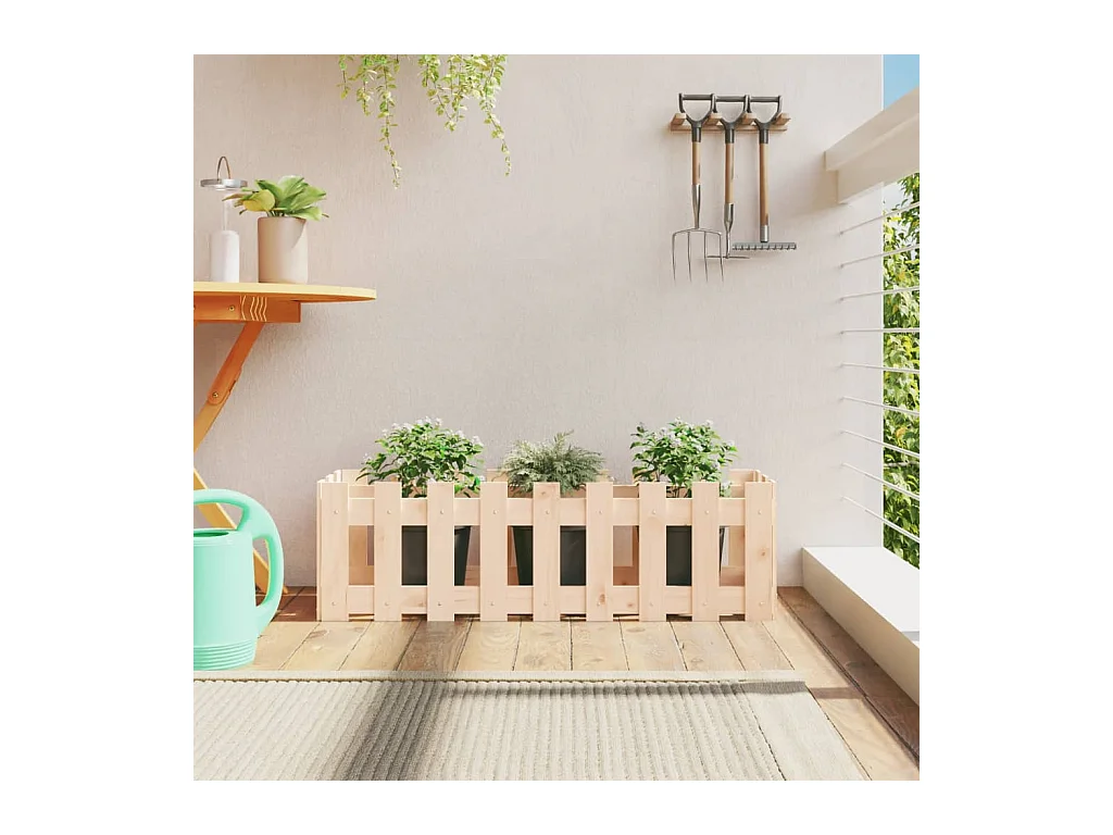 Lit surélevé de jardin design de clôture 100x30x30cm pin massif