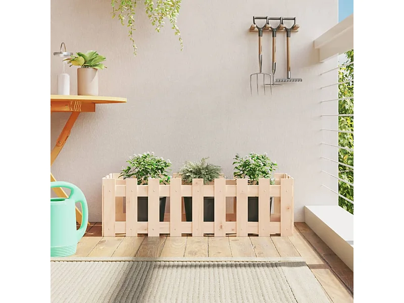 Designer verhoogde tuinbak met omheining 100x30x30cm massief grenen