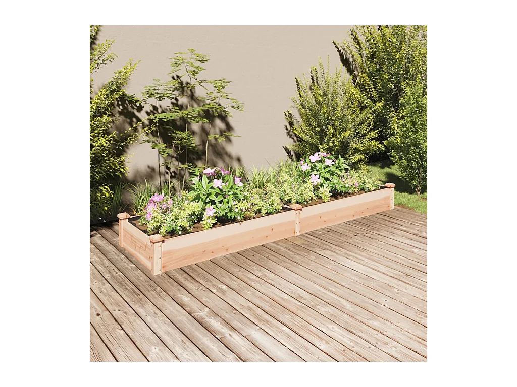 Lit surélevé de jardin doublure 240x60x25 cm bois massif sapin