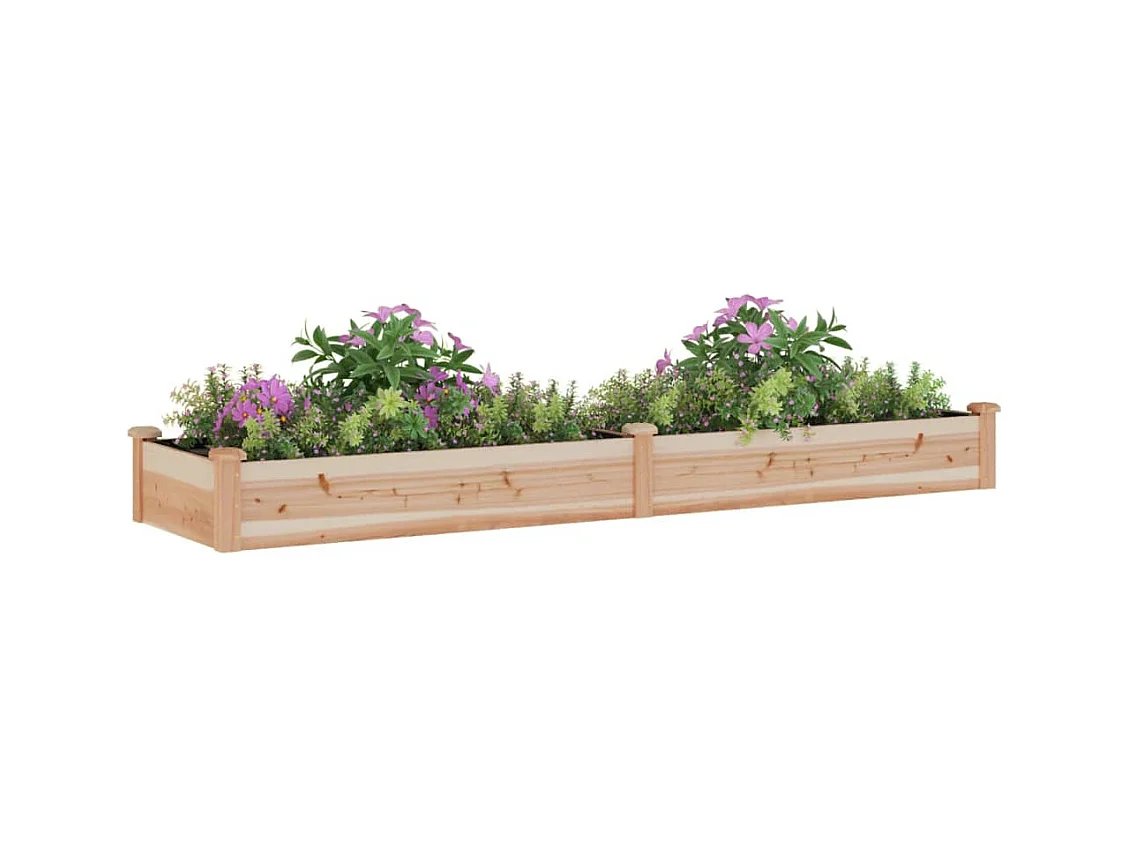 Lit surélevé de jardin doublure 240x60x25 cm bois massif sapin