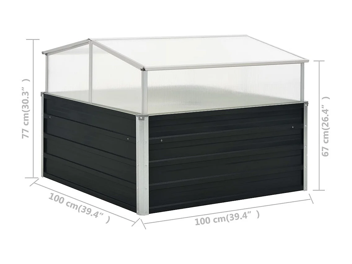 Serra antracite 100x100x77 cm in acciaio zincato