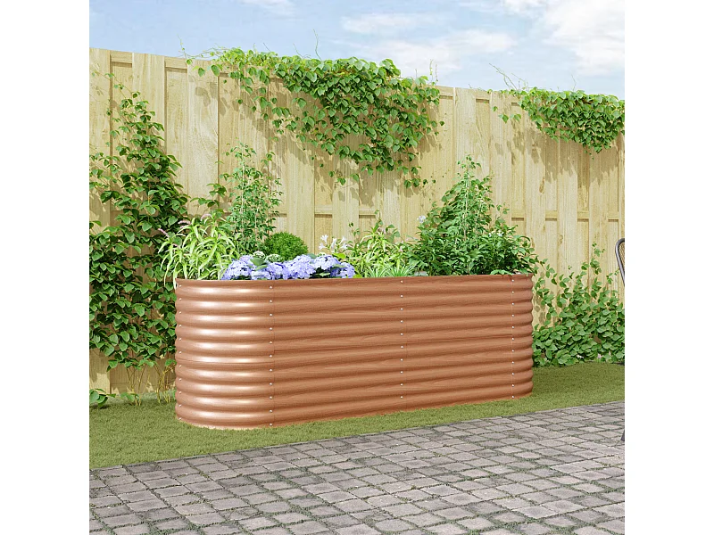 Parterre de jardin marron - Apparence bois 240x80x81 cm en acier