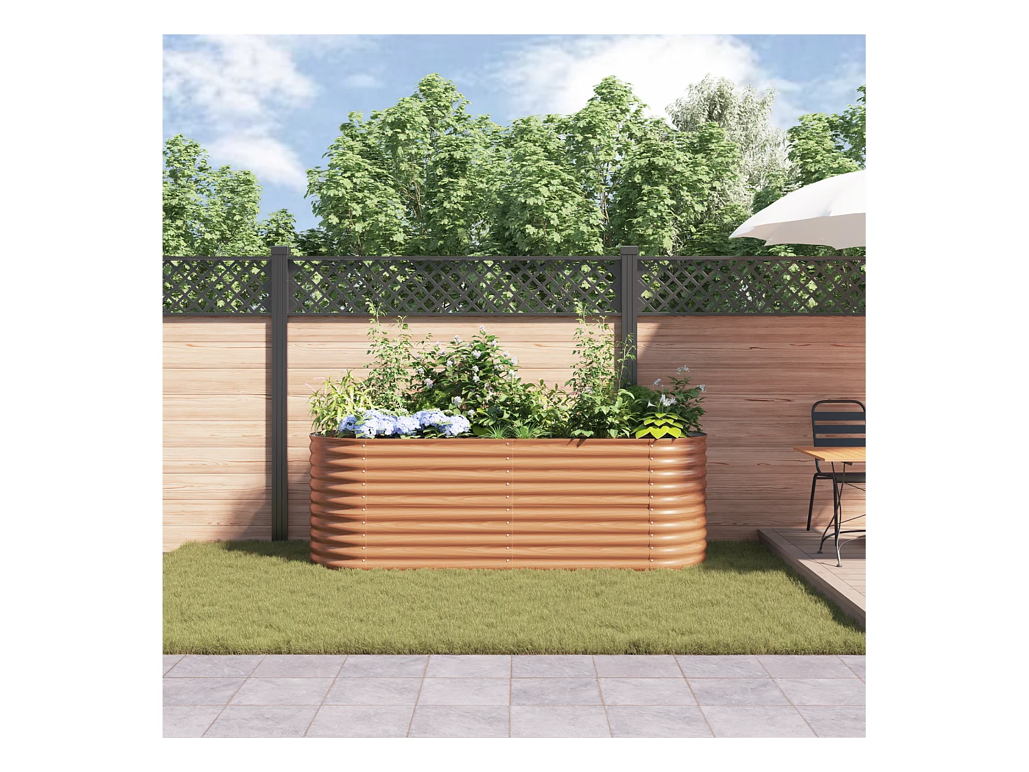 Bruin tuinbed - Houtlook 240x80x81 cm in staal